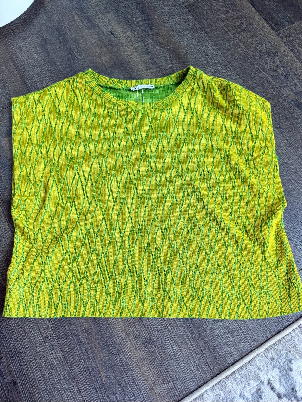 Zara Crop Knit Tank Top in Lime Green